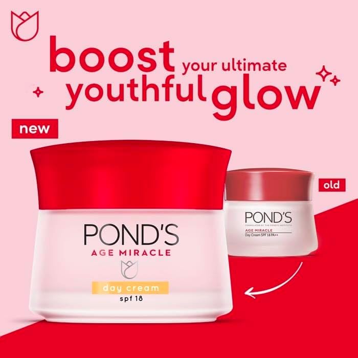 Pond's Day Cream Facial Age Miracle Youthful Glow SPF18 ++ 50g - Image 5
